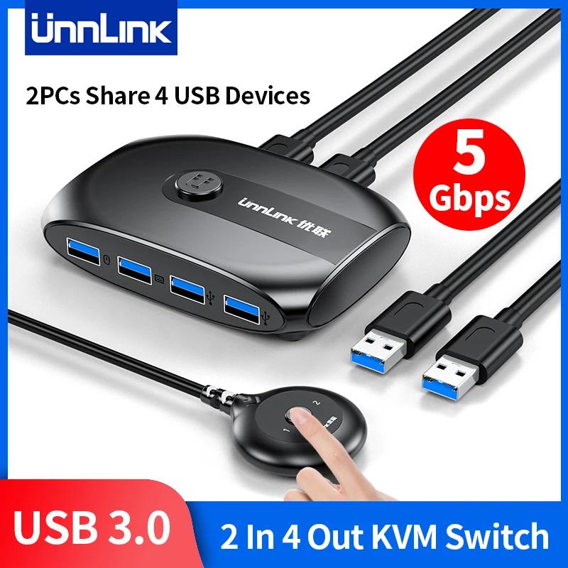Unnlink USB 3.0 2.0 ó KVM ġ ñ,  10 PC Ű 콺 Ϳ, 4  ġ , 2 